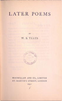 Yeats: Later Poems